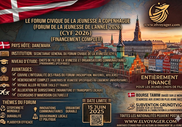 Forum civique de la jeunesse à Copenhague, Danemark (CYF 2026) - Date limite : 5 juillet 2026
