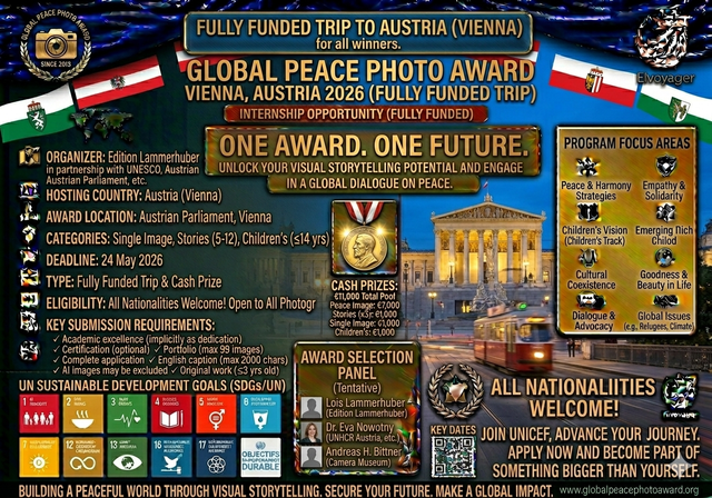 Global Peace Photo Award 2026 (Fully Funded Trip to Austria) - Deadline: 24th May 2026