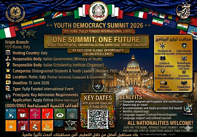 Youth Democracy Summit 2026 in Italy (YDS Rome) - Duration: 4 Days